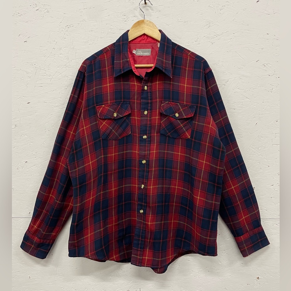 Vintage 80s North Country (Eatons) Soft Acrylic Plaid Button Down Shirt, Size XL